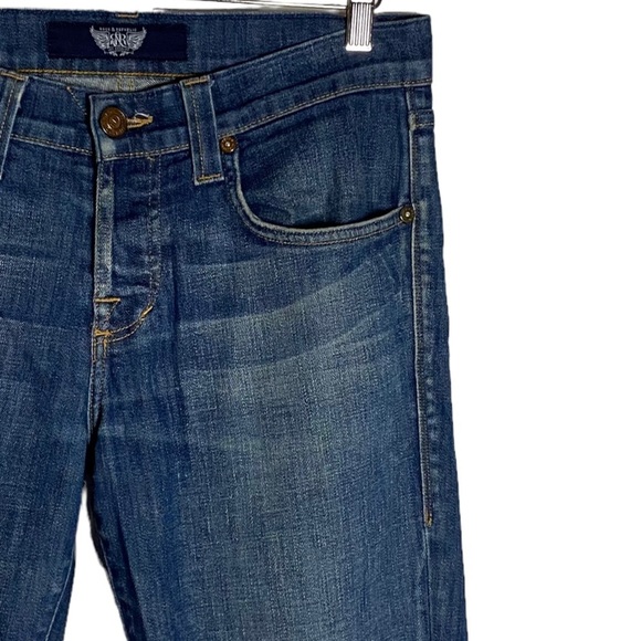 Rock and Republic Medium Blue Wash Slim Bootcut Jeans Denim 31 Crop Short Length - Picture 6 of 16